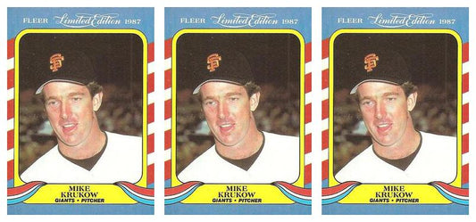 (3) 1987 Fleer Limited Edition Baseball #24 Mike Krukow Lot San Francisco Giants