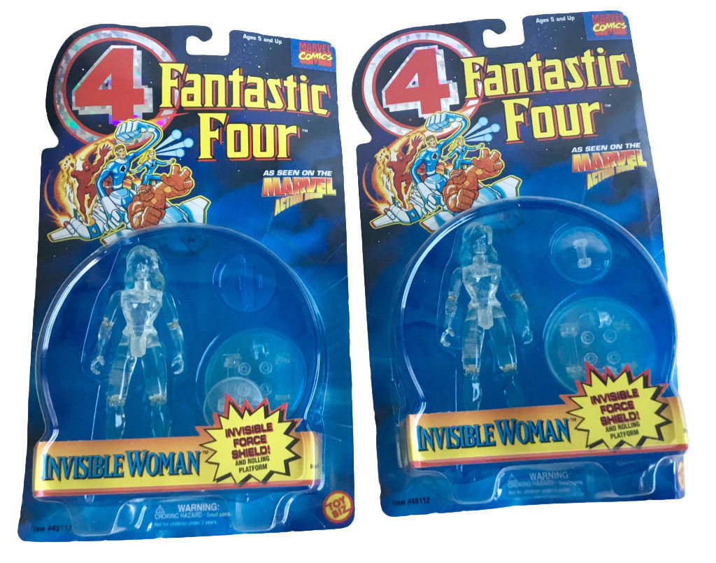 (2) Fantastic Four Series 2 Invisible Woman (Clear) 5 Inch Vintage Action Figure
