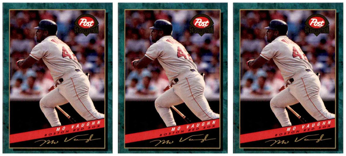(3) 1994 Post Cereal Baseball #8 Mo Vaughn Red Sox Baseball Card Lot