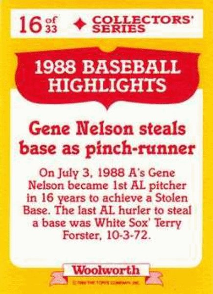 1989 Topps Woolworth Baseball Highlights Baseball 16 Gene Nelson