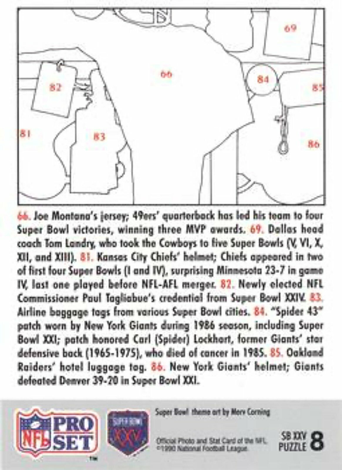 1990-91 Pro Set Super Bowl 160 Football 8 Puzzle 8