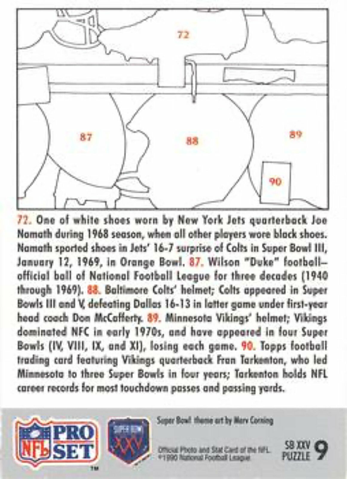 1990-91 Pro Set Super Bowl 160 Football 9 Puzzle 9