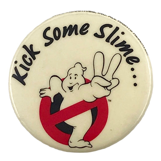 Ghostbusters II Kick Some Slime 1.25" Vintage Pinback Button 1988 Columbia