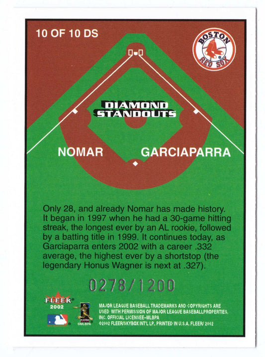 2002 Fleer Diamond Standouts #10DS Nomar Garciaparra /1200 Boston Red Sox