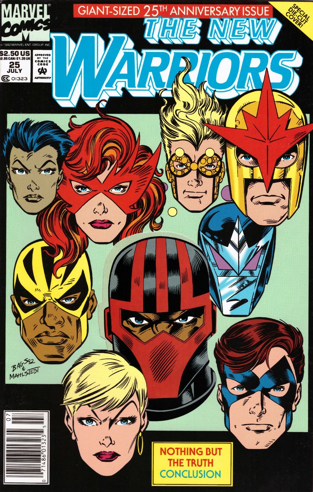 The New Warriors #25 Newsstand Die-Cut Cover (1990-1996) Marvel
