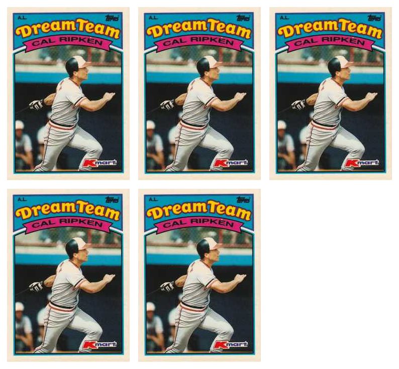 (5) 1989 Topps K-Mart Dream Team Baseball #15 Cal Ripken Lot Orioles