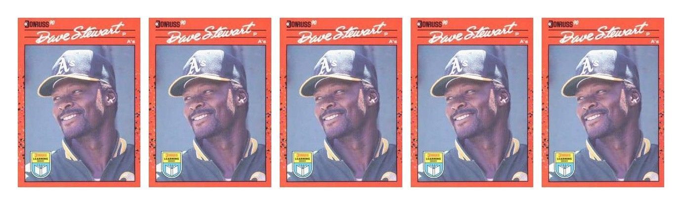 (5) 1990 Donruss Learning Series #35 Dave Stewart Baseball Card Lot Athletics