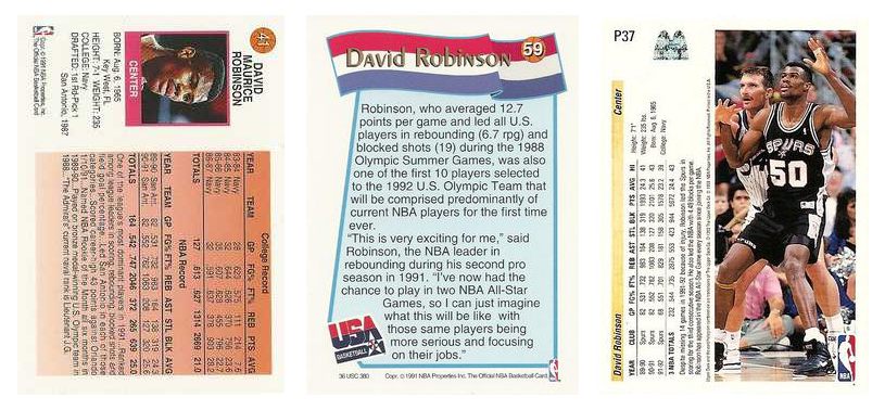 (3) McDonald's Upper Deck & Hoops David Robinson Card Lot San Antonio Spurs