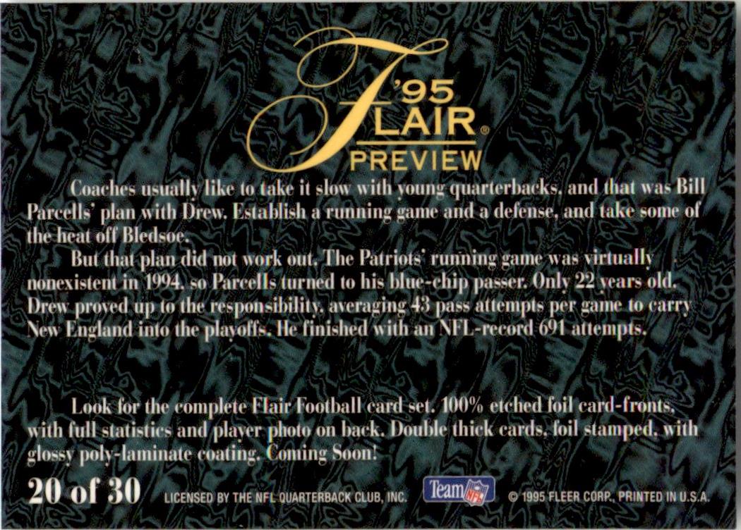 1995 Fleer Flair Preview #20 Drew Bledsoe New England Patriots
