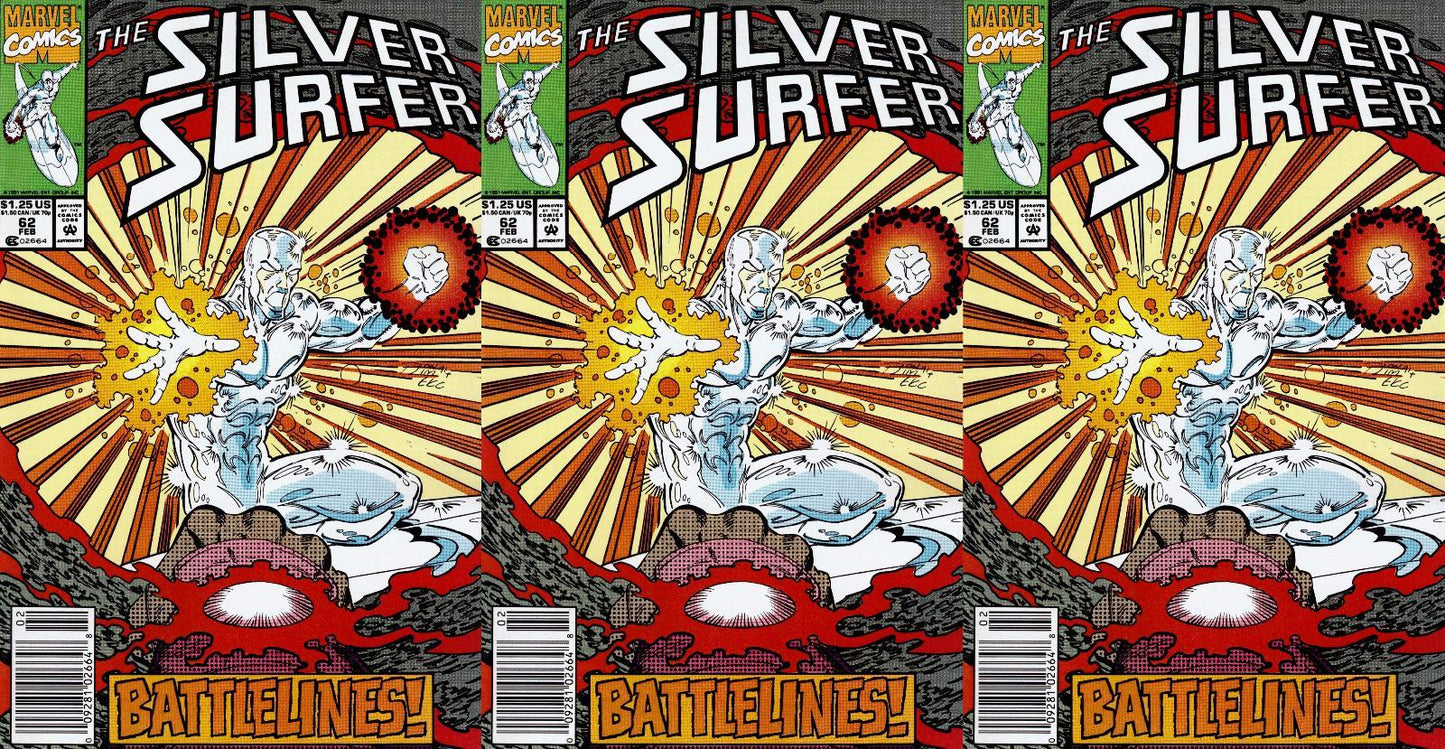 Silver Surfer #62 Newsstand Covers (1987-1998) Marvel Comics - 3 Comics