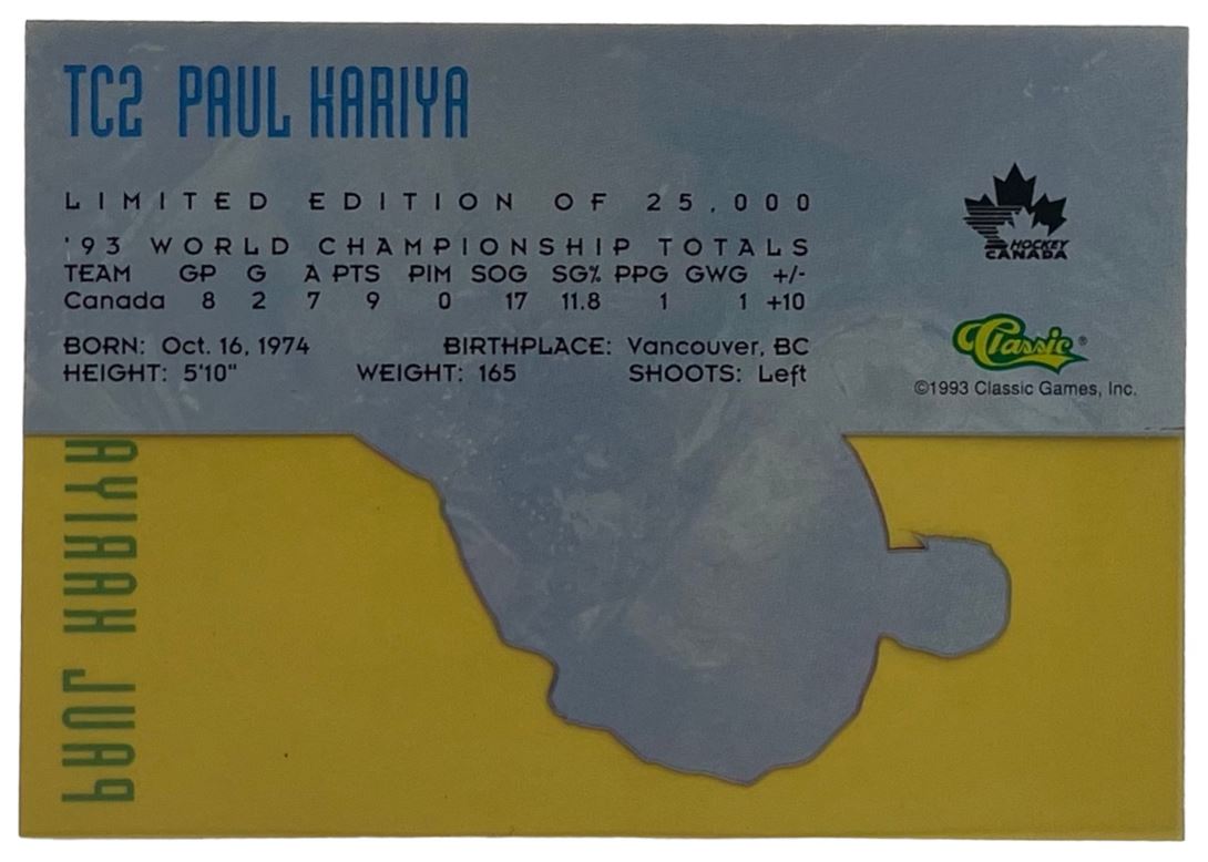 1993 Classic Team Canada #TC2 Paul Kariya Canada