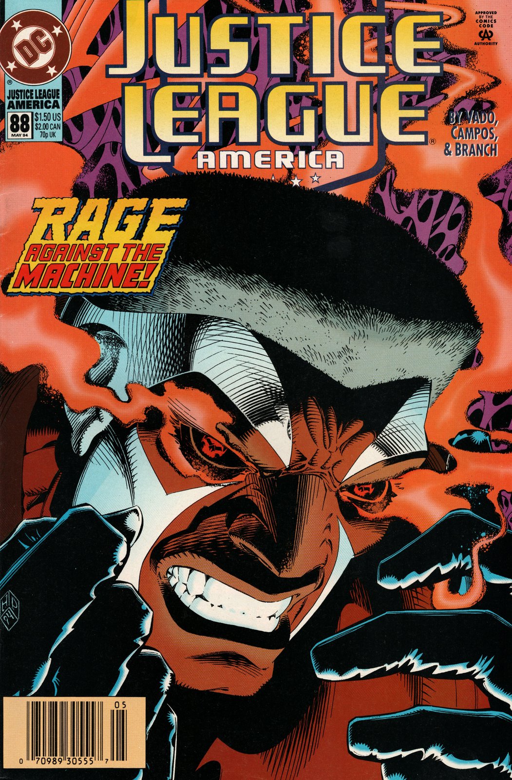 Justice League America #88 Newsstand Cover (1989-1996) DC Comics