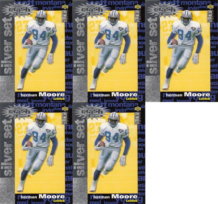 (5) 1995 Coll. Choice Crash The Game Silver Football #C30 Herman Moore Lot
