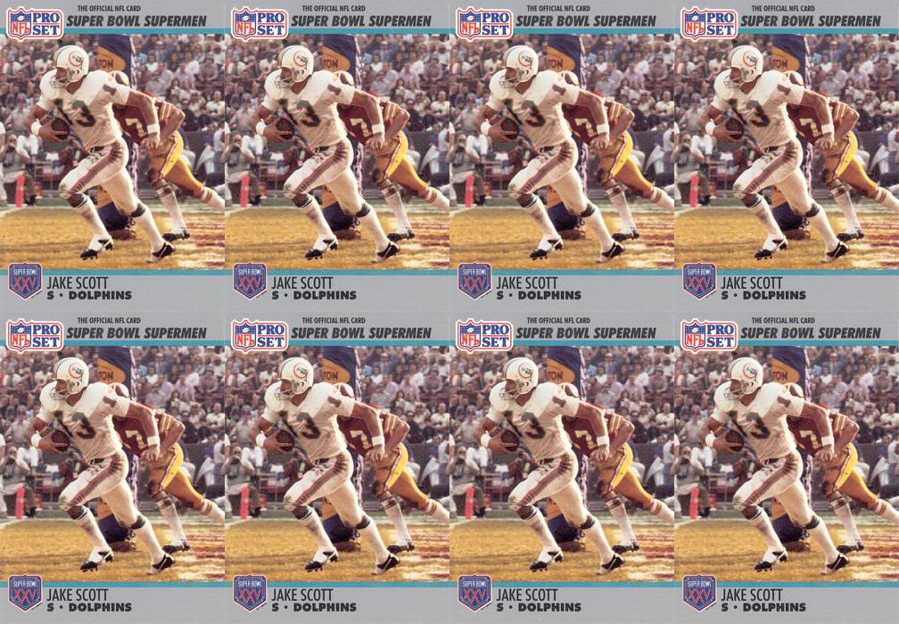 (8) 1990-91 Pro Set Super Bowl 160 Football #112 Jake Scott Dolphins Card Lot