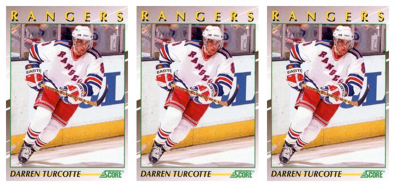 (3) 1991-92 Score Young Superstars Hockey #28 Darren Turcotte Card Lot Rangers