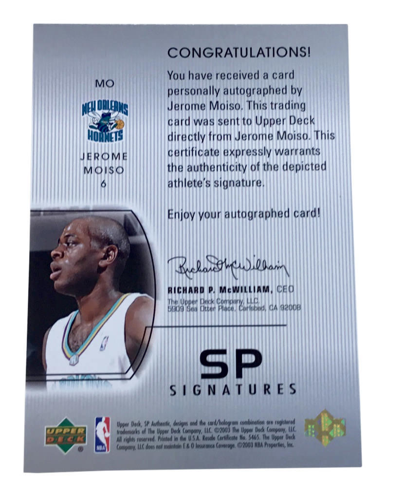 2002-03 SP Authentic - SP Signatures #MO Jerome Moiso Auto New Orleans Hornets