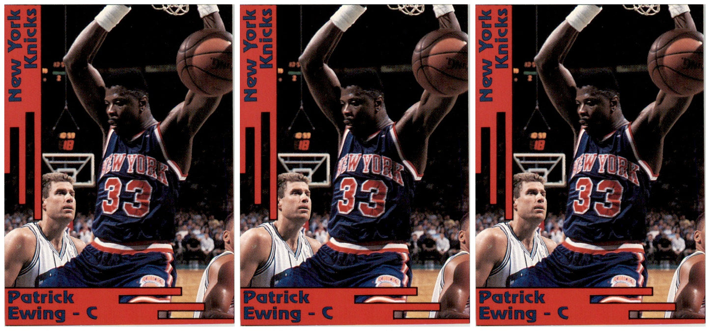 (3) 1992 SCD #25 Patrick Ewing Basketball Card Lot New York Knicks
