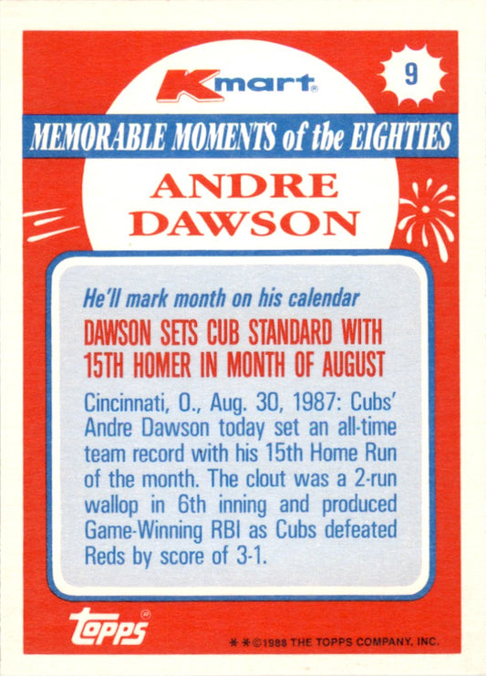 1988 Topps Kmart Memorable Moments #9 Andre Dawson Chicago Cubs