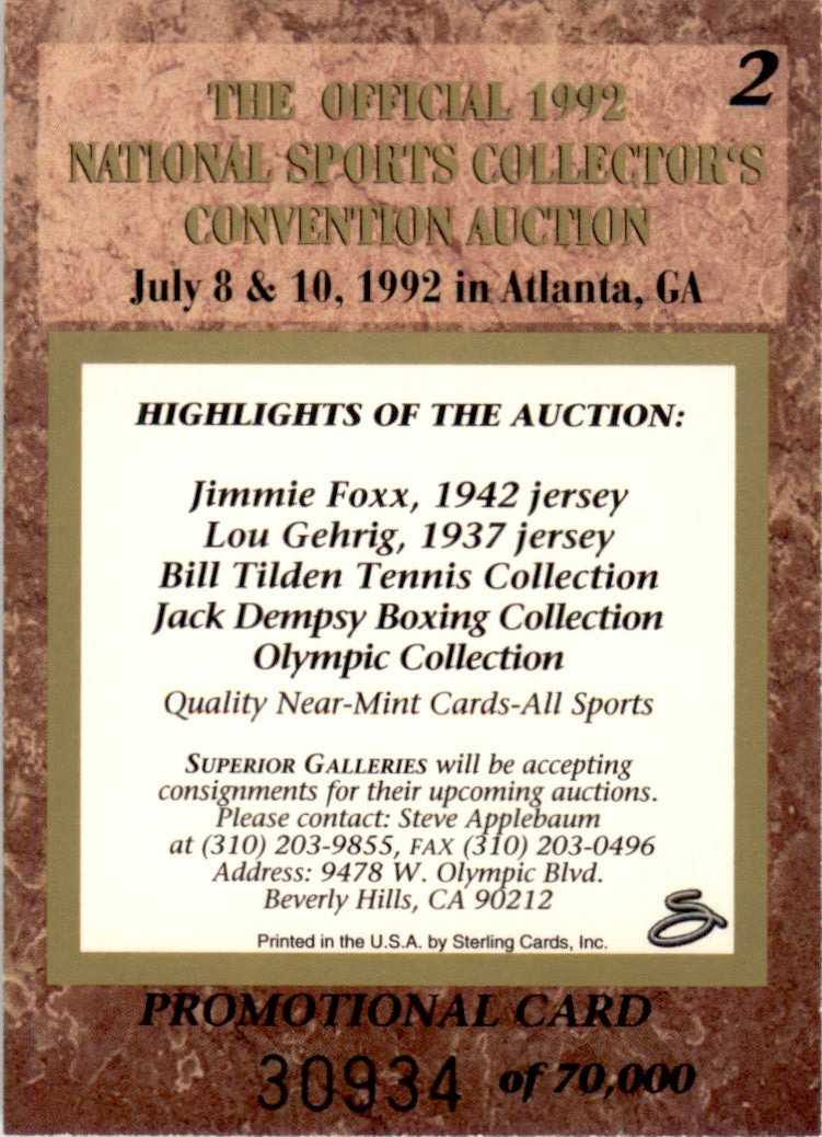 1992 Superior Collection National Sports Collector's Convention Promo #2