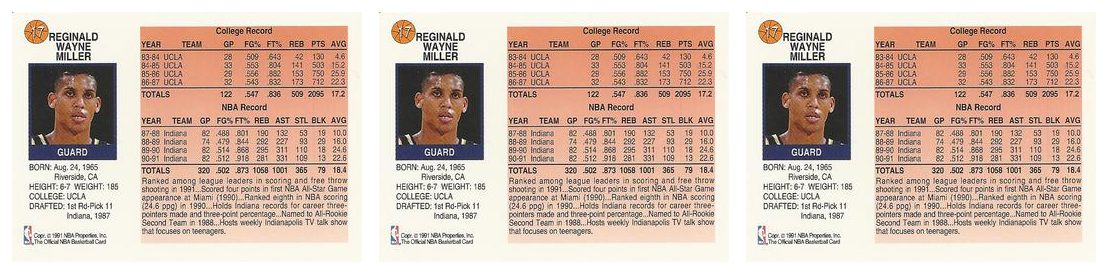 (3) 1991-92 Hoops McDonald's Basketball #17 Reggie Miller Lot Indiana Pacers