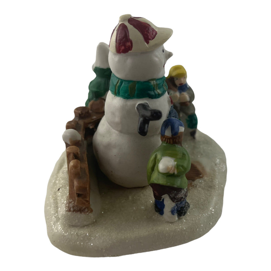 Children Building Snowman 3 Inch Christmas Figurine 2003 Cobblestone Corners