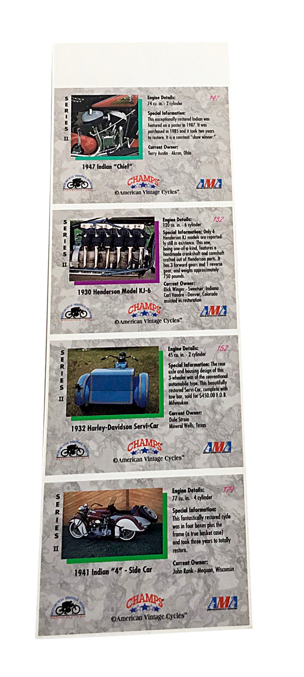 1993 Sky Box Champs American Vintage Cycles 12" X 3.5" Promotional Uncut Sheet