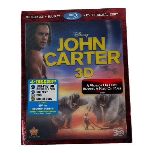 John Carter 3D Blu Ray DVD 2012 4-Disc Set Lenticular Slipcover