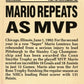 1991 Stadium Club Members Only #NNO Mario Lemieux Repeats as MVP Penguins