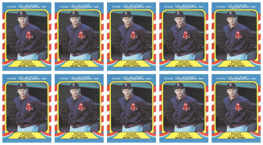 (10) 1987 Fleer Limited Edition Baseball #9 Roger Clemens Lot Boston Red Sox
