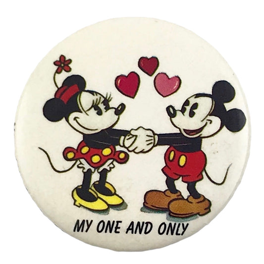 Disney's Mickey & Minnie Mouse My One and Only 1.5 Inch Vintage Button 1987