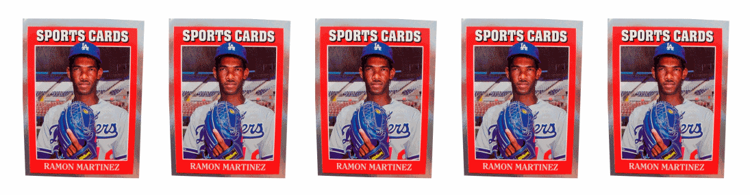 (5) 1991 Sports Cards #28 Ramon Martinez Baseball Card Lot Los Angeles Dodgers