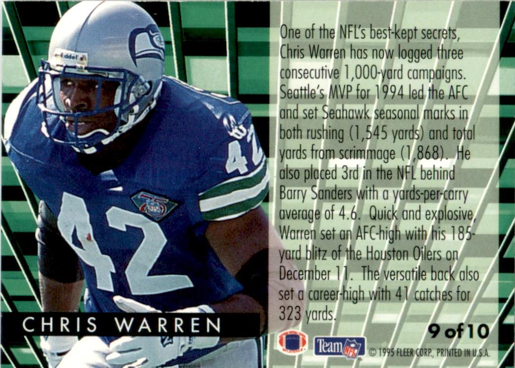 1995 Fleer Gridiron Leaders #9 Chris Warren Seattle Seahawks