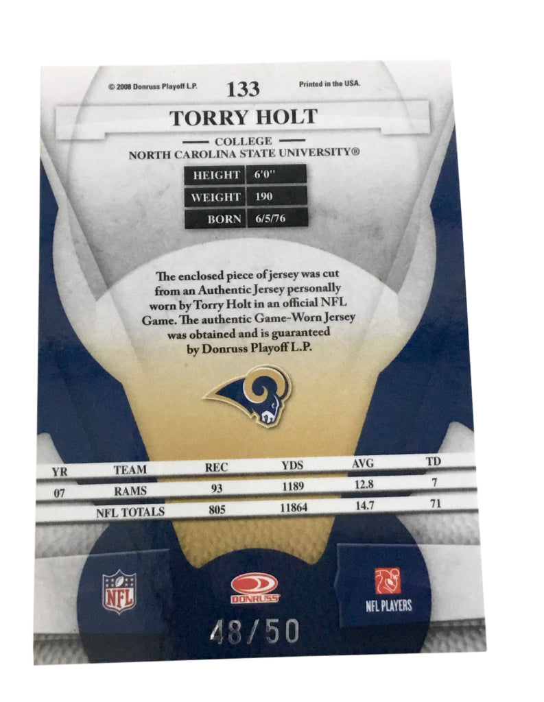 2008 Leaf Certified Materials - Mirror Blue Materials #133 Torry Holt Rams /50