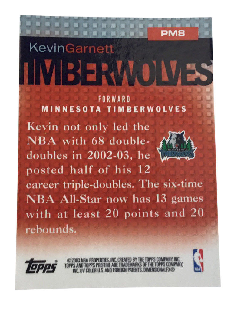 2003-04 Topps Pristine - Minis #PM8 Kevin Garnett Minnesota Timberwolve