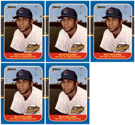 (5) 1987 Donruss Highlights #20 Billy Williams Chicago Cubs Card Lot