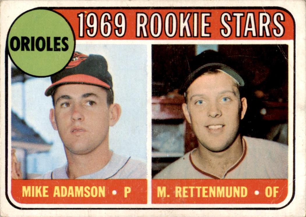 1969 Topps #66 Orioles Rookies - Mike Adamson/Merv Rettenmund Orioles VG