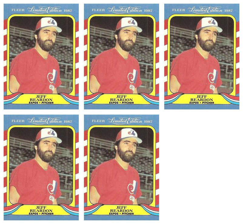 (5) 1987 Fleer Limited Edition Baseball #34 Jeff Reardon Lot Montreal Expos