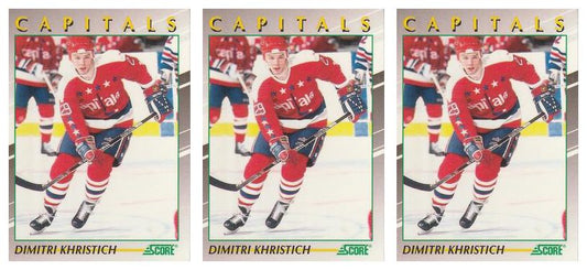 (3) 1991-92 Score Young Superstars Hockey #6 Dmitri Khristich Card Lot Capitals