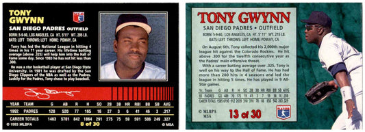 1993 & 1994 Post Cereal Baseball Tony Gwynn San Diego Padres Baseball Card Lot