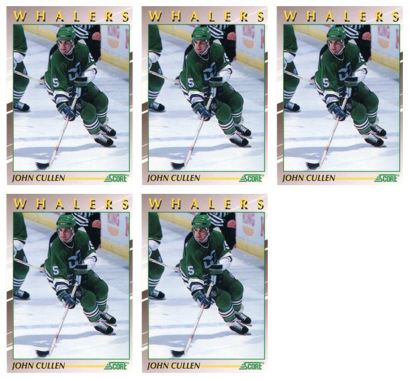 (5) 1991-92 Score Young Superstars Hockey #5 John Cullen Card Lot Whalers