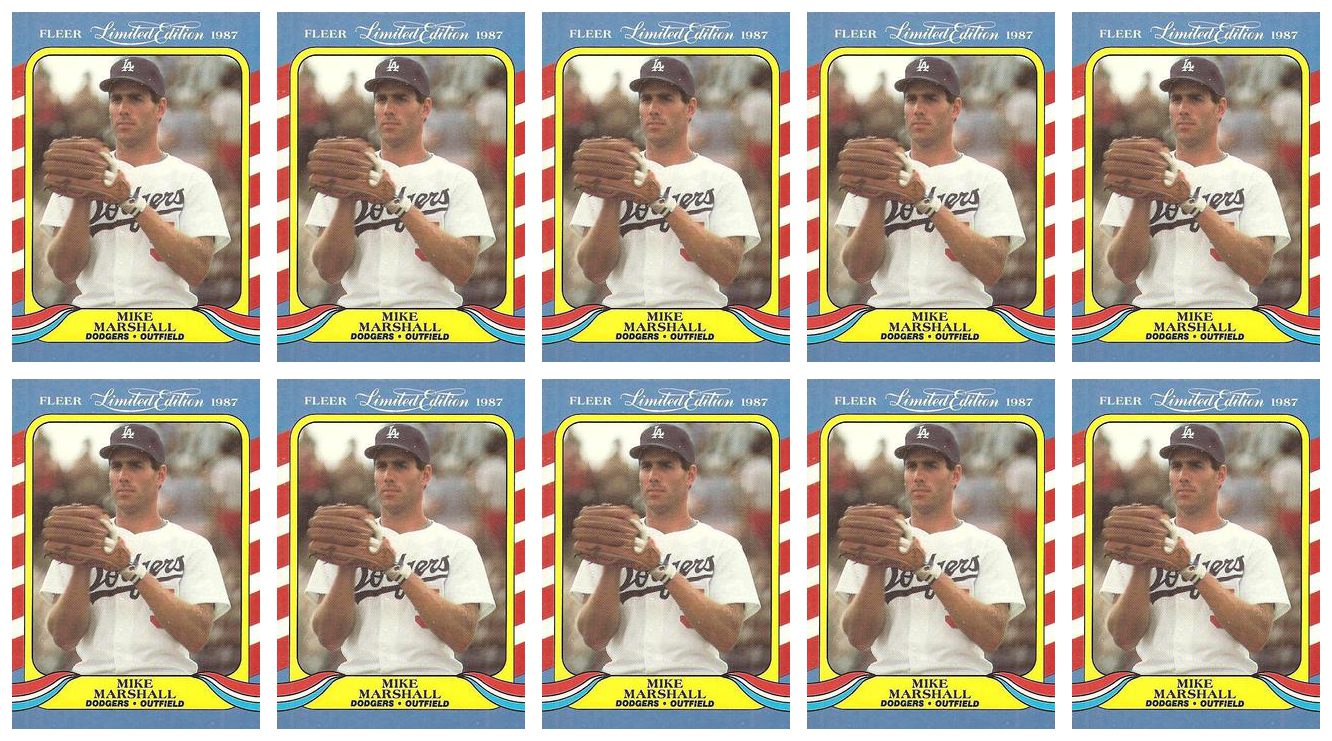 (10) 1987 Fleer Limited Edition Baseball #25 Mike Marshall Lot Dodgers