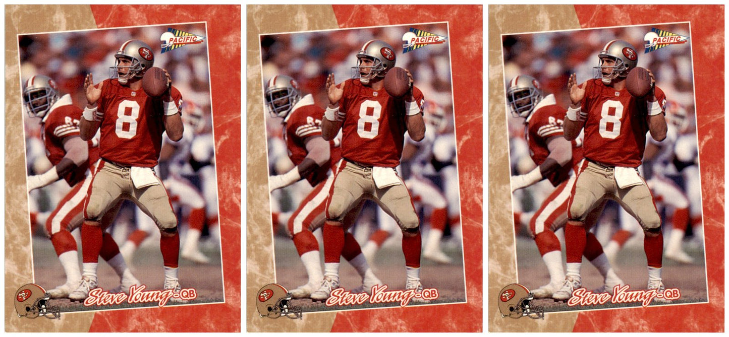 (3) 1993 Pacific #149 Steve Young San Francisco 49ers Card Lot