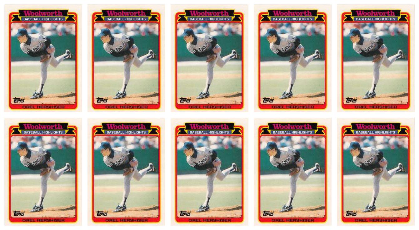 (10) 1989 Topps Woolworth Baseball Highlights #21 Orel Hershiser Lot Dodgers