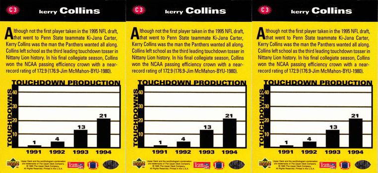 (3) 1995 Coll. Choice Crash The Game Silver Football #C3 Kerry Collins Lot