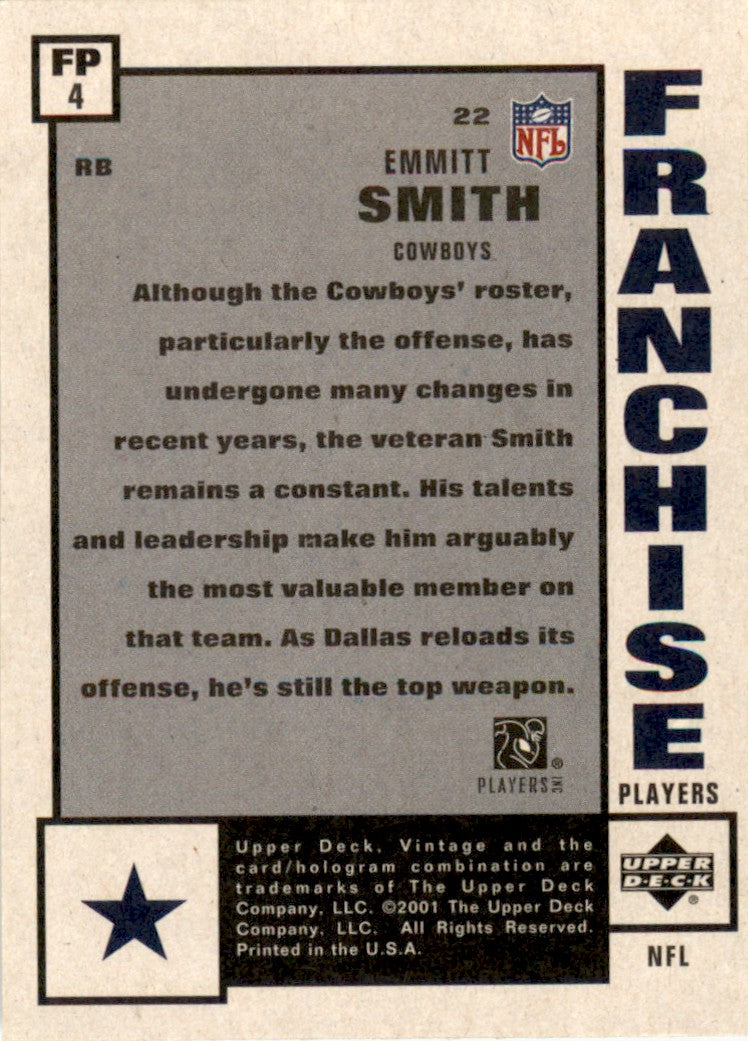 2001 Upper Deck Vintage Franchise Players #FP4 Emmitt Smith Dallas Cowboys