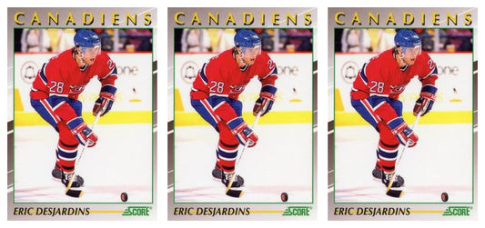 (3) 1991-92 Score Young Superstars Hockey #23 Eric Desjardins Card Lot Canadiens