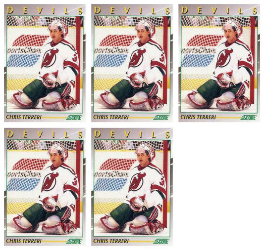 (5) 1991-92 Score Young Superstars Hockey #15 Chris Terreri Card Lot Devils