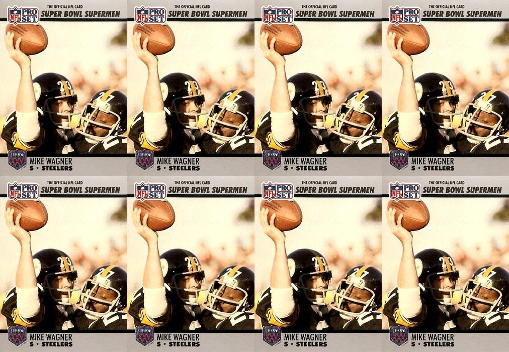 (8) 1990-91 Pro Set Super Bowl 160 Football #114 Mike Wagner Steelers Card Lot