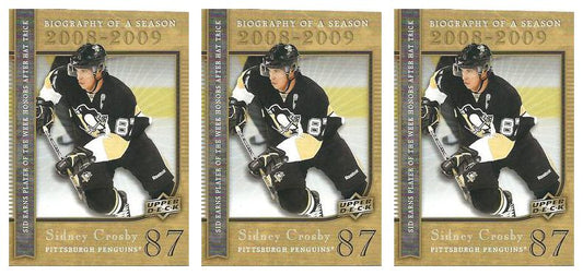 (3) 2008-09 Upper Deck Biography of a Season #BS13 Sidney Crosby Lot Penguins