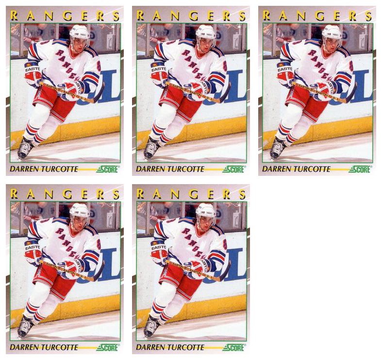 (5) 1991-92 Score Young Superstars Hockey #28 Darren Turcotte Card Lot Rangers